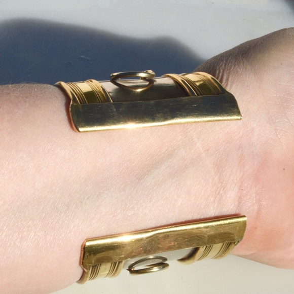 Turquoise Copper Brass Wide Cuff Bracelet Silver - Picture 6 of 8